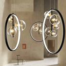 Lustre design rond avec boules en Verre clair à LED
