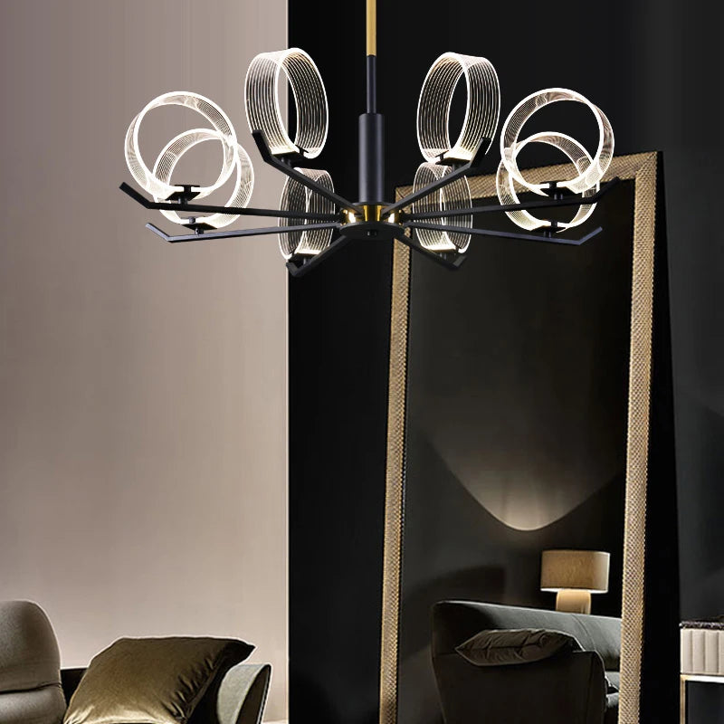 lustre industriel acrylique led pour éclairage intérieur décoratif - vue 5 sur 13