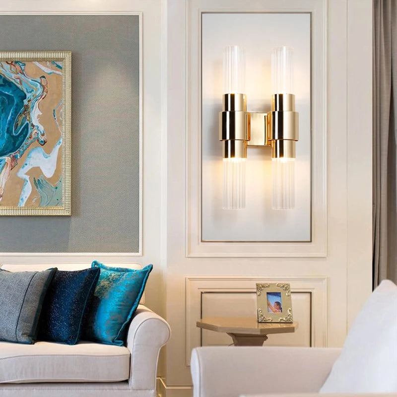 applique murale led moderne en verre doré décoratif d'intérieur - vue 4 sur 8