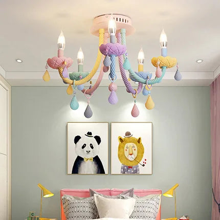 Plafonnier coloré pour enfants lustre moderne Fort chambre d'enfants avec douilles E14/E12 Moe éclairage lampe pour enfants - vue 6 sur 9
