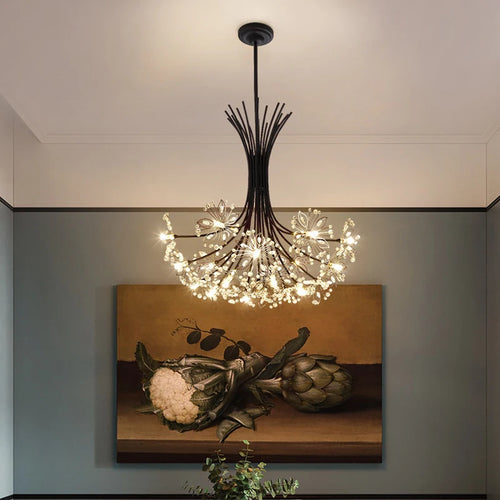 lustre moderne en cristal pissenlit éclairage design intérieur décoratif