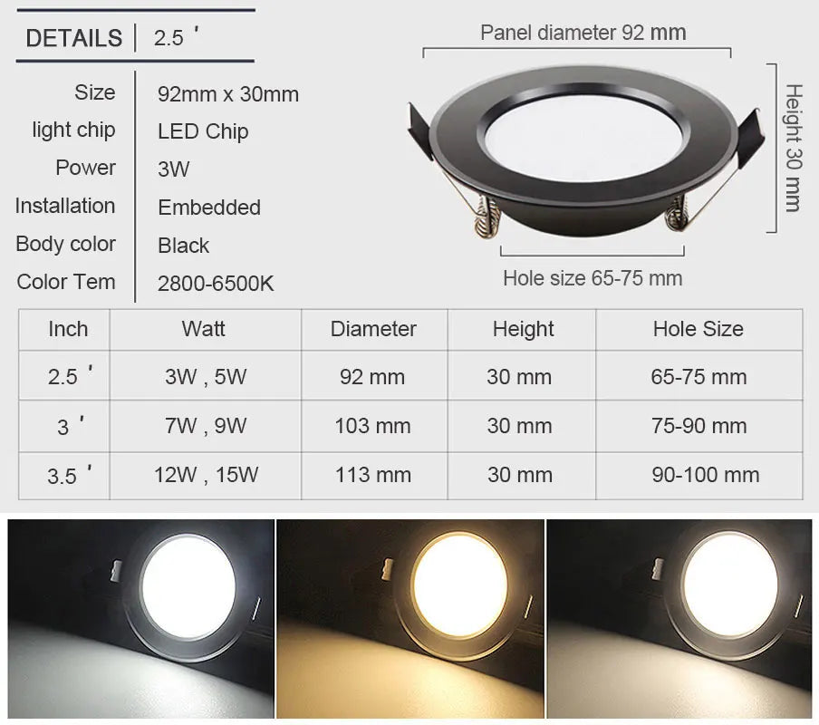 lot de 10 spots led encastrables imperméables pour éclairage intérieur - vue 9 sur 9
