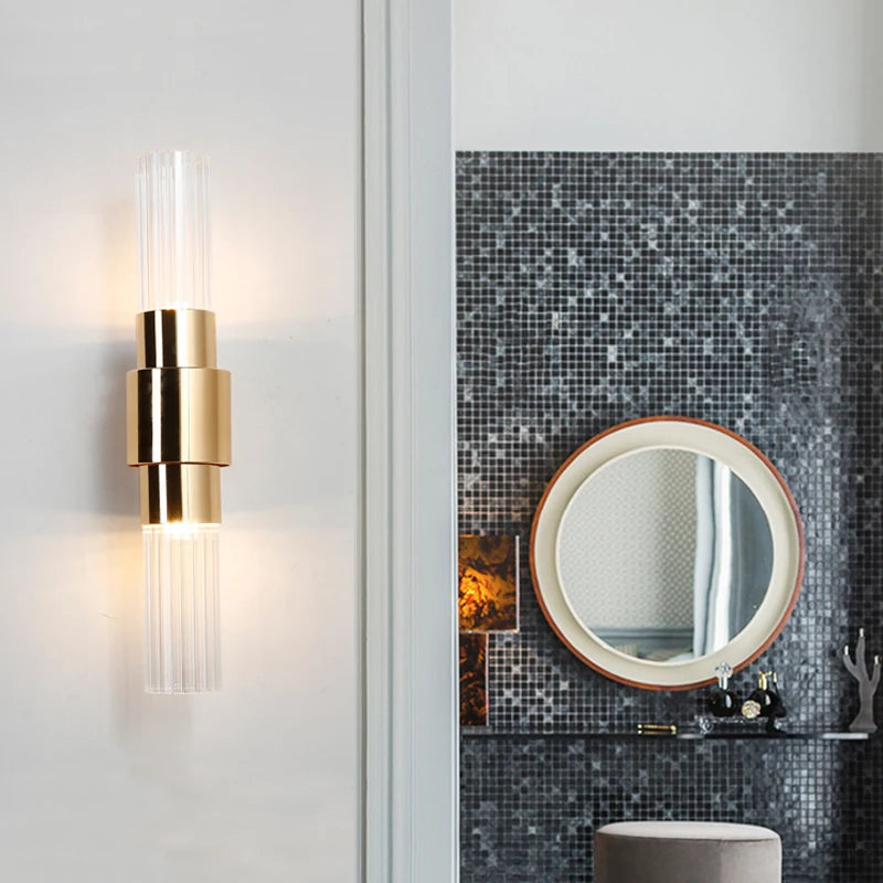 applique murale led moderne en verre doré décoratif d'intérieur - vue 3 sur 8