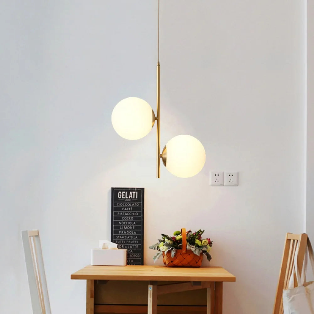 Moderne simple Cuivré Restaurant Suspension De Luxe Chevet Nordique Designer Créatif Personnalisé Acrylique Boule G9 Suspension - vue 10 sur 9