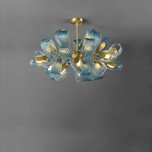 applique murale art déco en cuivre et verre bleu design élégant