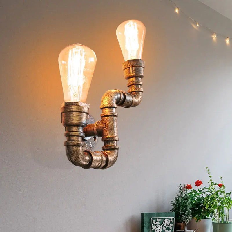 applique murale industrielle vintage loft 2 lumières pour bar