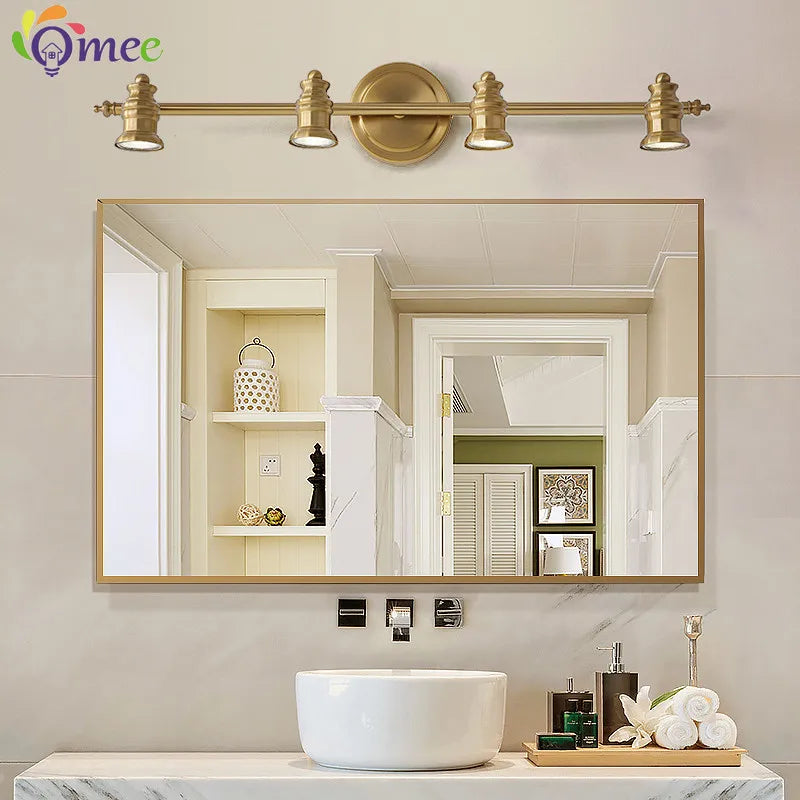 Vintage salle de bains miroir lumières LED vanité applique 2/4 têtes Bronze chambre maquillage miroir avant lampes hôtel maison éclairage intérieur - vue 5 sur 13