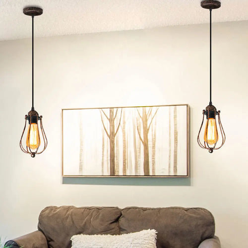 suspension industrielle vintage en fil métallique cage loft nordique led