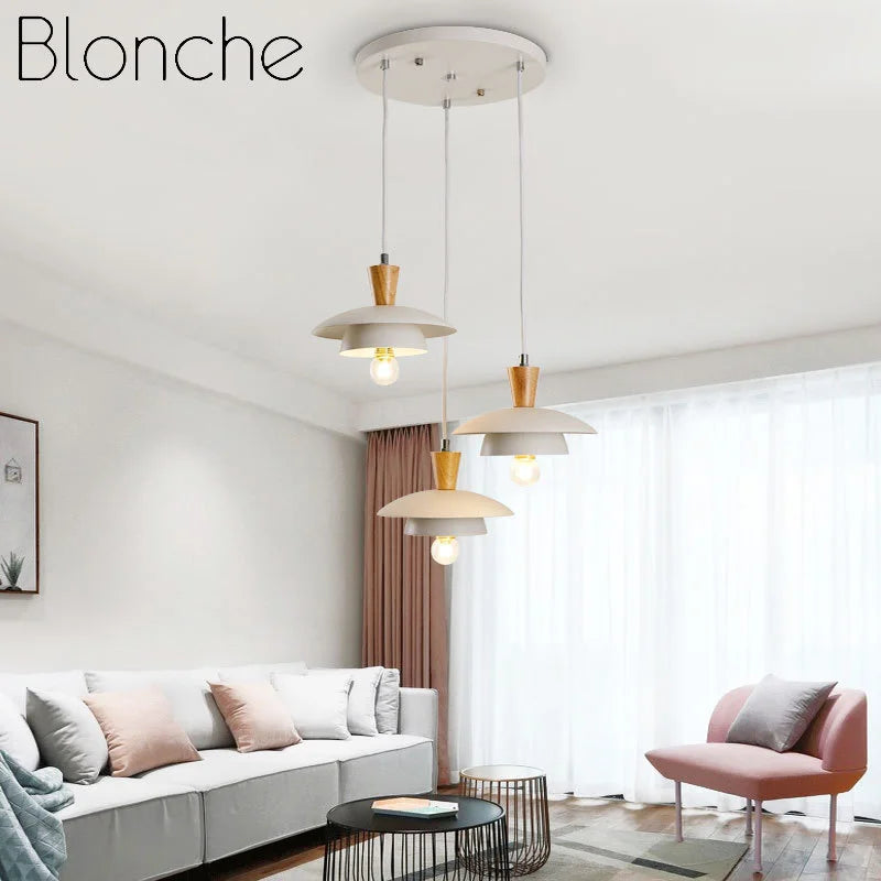 lustre moderne en fer forgé style macaron créatif pour intérieur - vue 4 sur 8