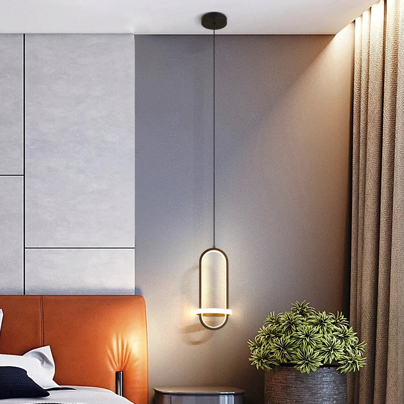suspension moderne led anneau suspension lumière de chevet décoration maison art - vue 3 sur 8