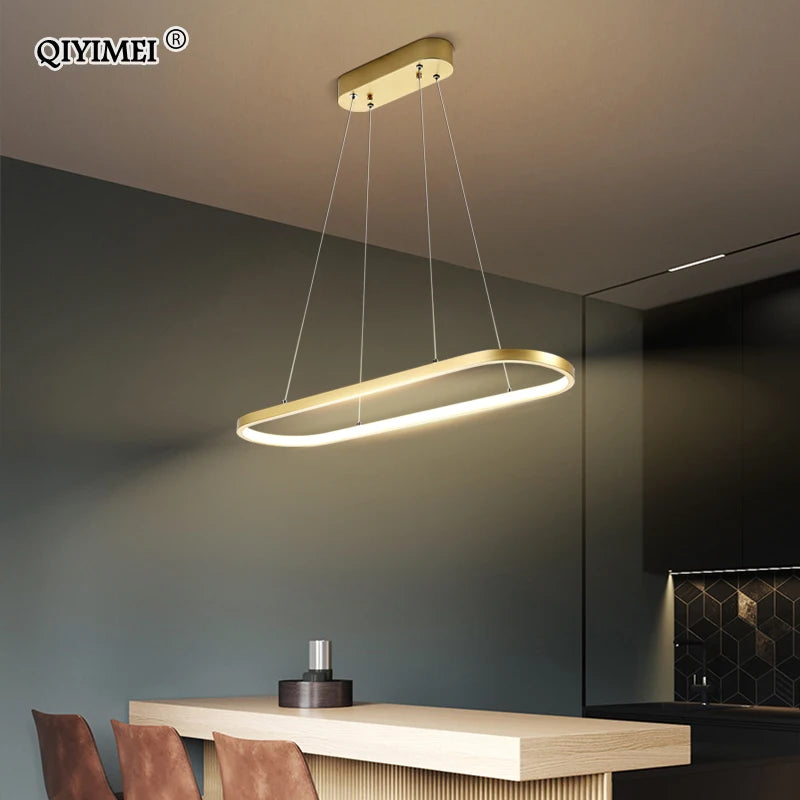 suspension led moderne rectangulaire avec télécommande lampara