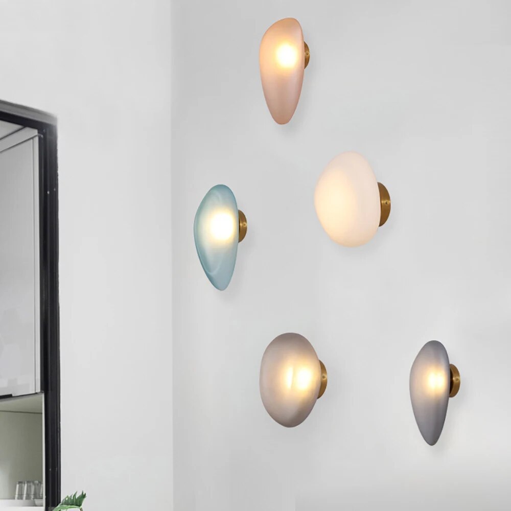 applique led nordique design moderne galet chambre escalier lumière - vue 3 sur 21
