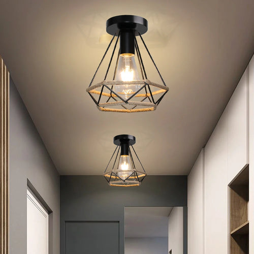 suspension vintage en chanvre rétro loft industriel