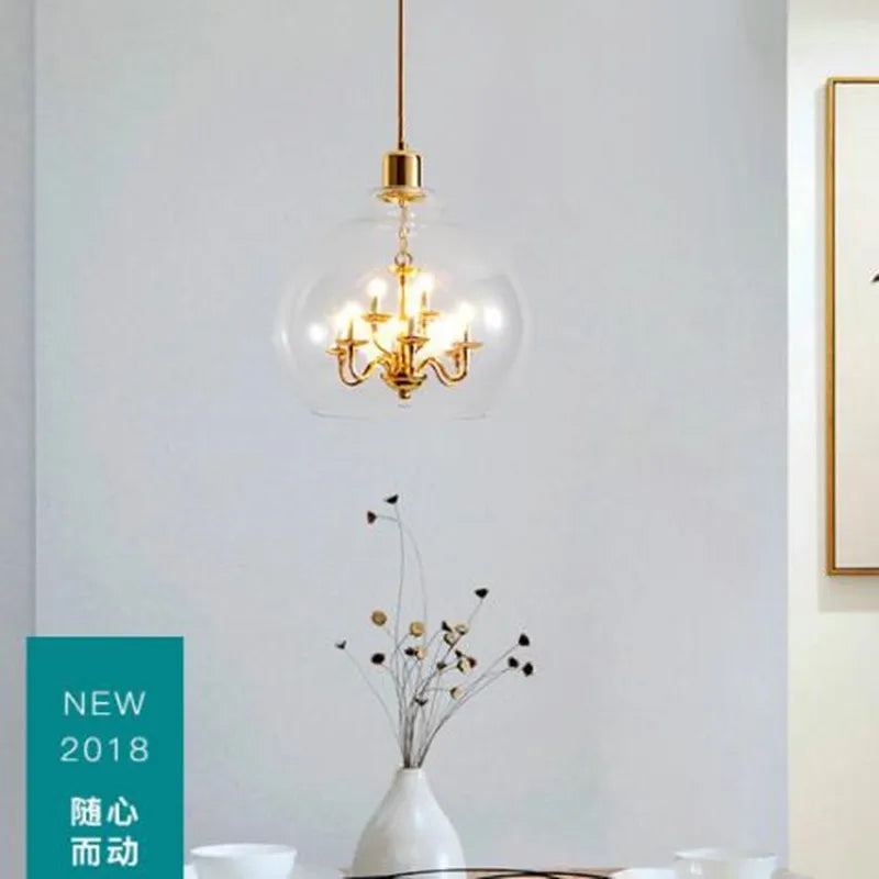 lustre en verre transparent pour décoration moderne et ambiance loft - vue 4 sur 7