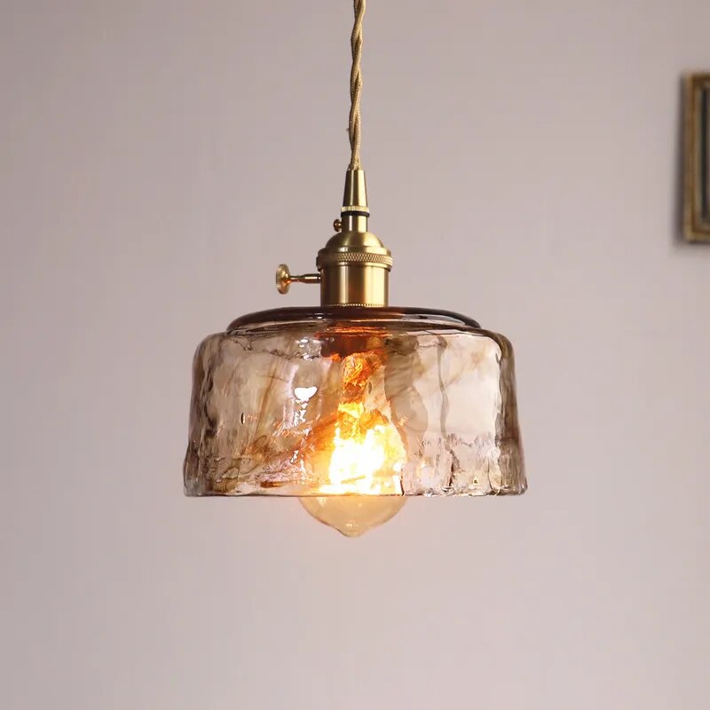 Lustre suspension laiton verre modern - vue 3 sur 10