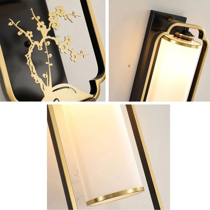 applique murale nouvelle en fer et verre style chinois