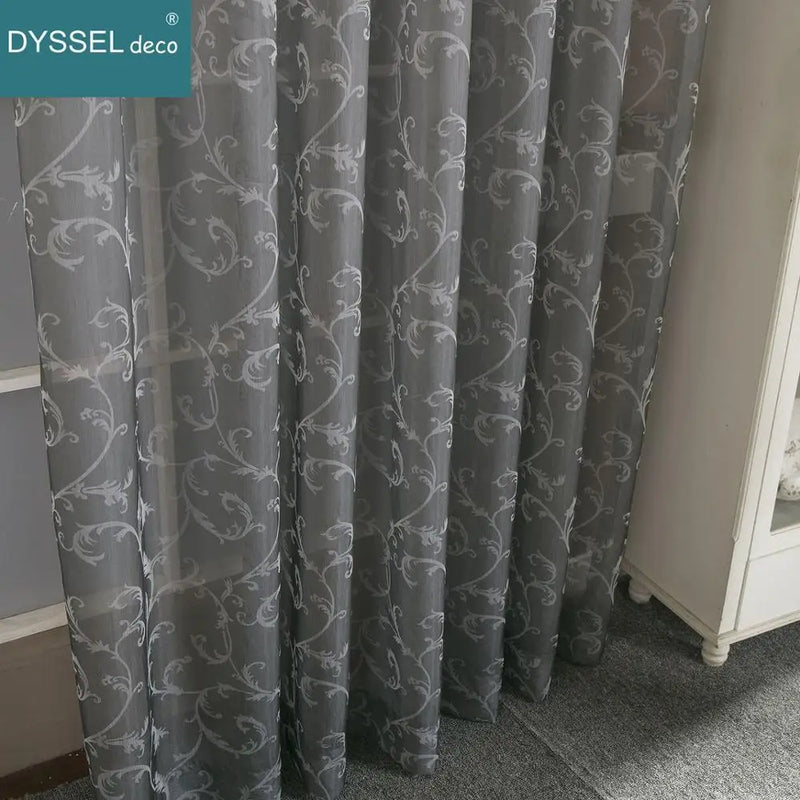 Voilage jacquard floral géométrique style rétro pour salon