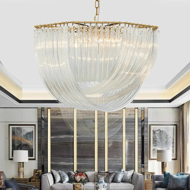 Post-moderne Lustre plaque or/Chrome métal Led E14 lampes suspendues verre rond Luminarias chaîne suspension lampe lampara luminaires - vue 4 sur 7