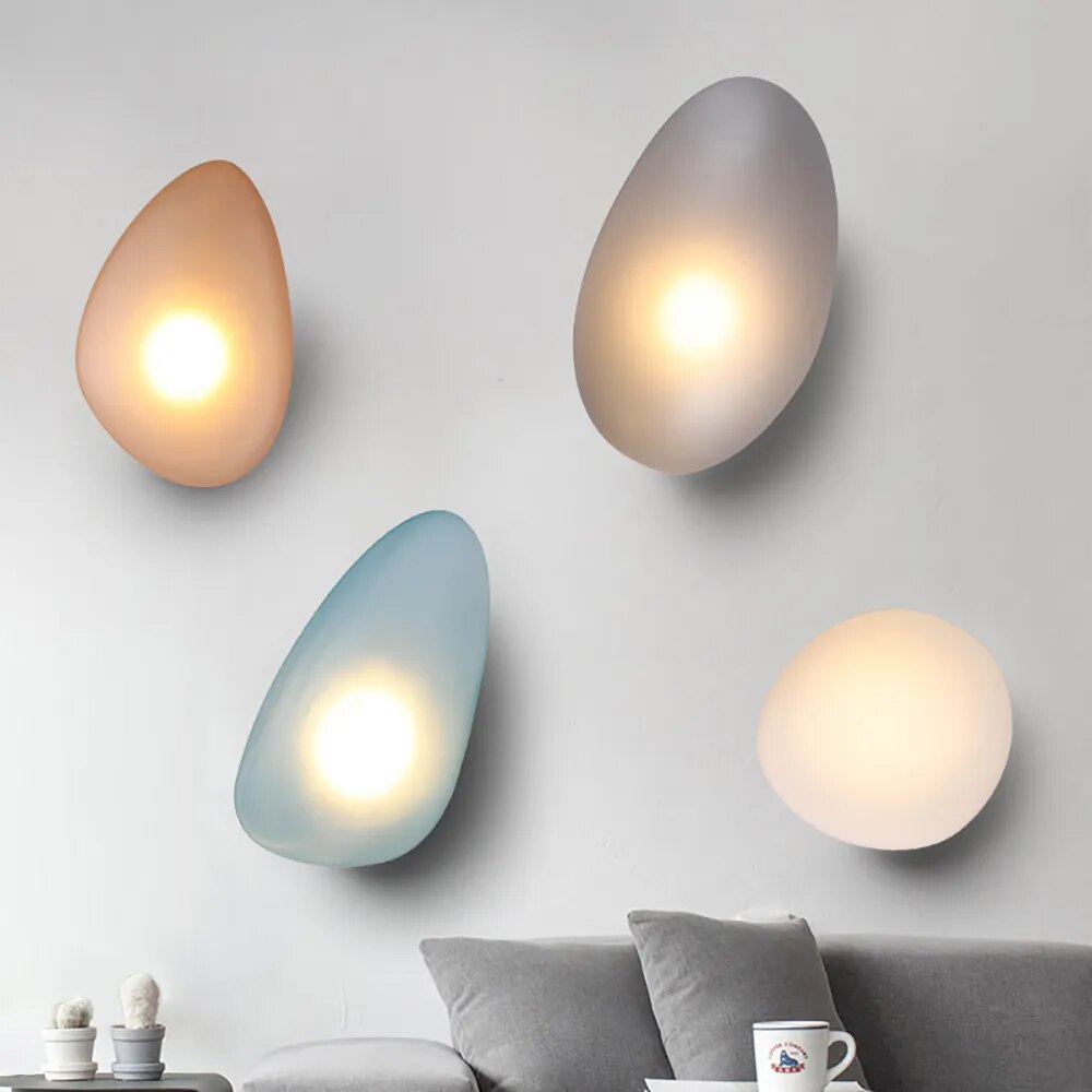 applique led nordique design moderne galet chambre escalier lumière - vue 2 sur 21