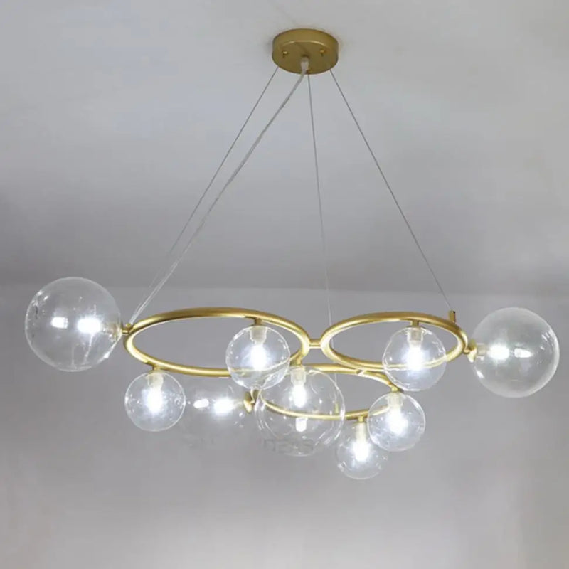 lustre moderne en verre transparent avec cordon métallique réglable