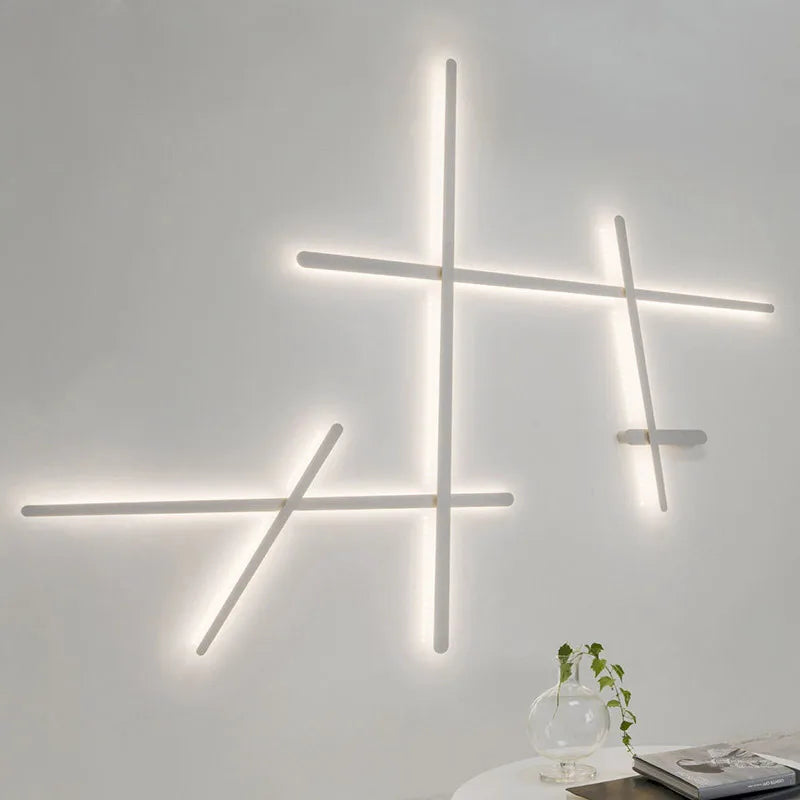 applique murale led rétro-éclairé simple longue bande art déco - vue 3 sur 9