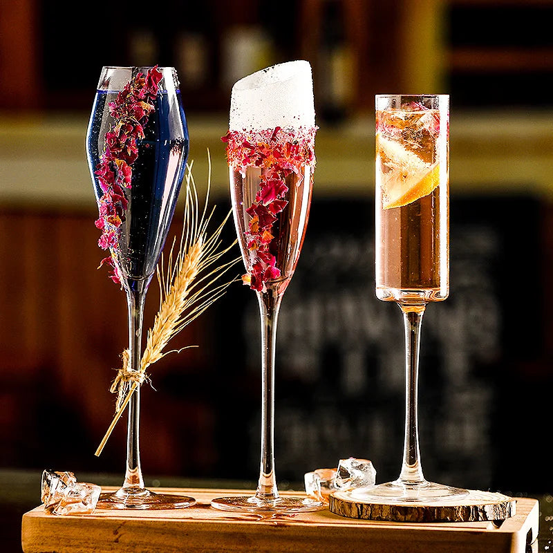 Flutes a champagne design elegant verre souffle main - vue 3 sur 7