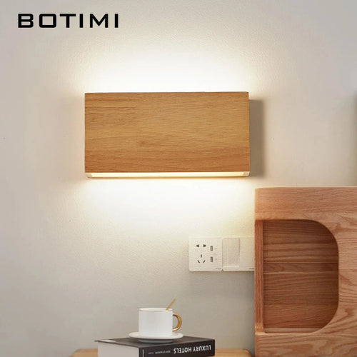 Applique murale LED en bois naturel marron
