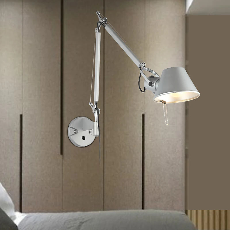 Argent noir réglable bras Long applique AC 110 V-220 V chambre chevet salon couloir E27 applique murale LED décor - vue 6 sur 12
