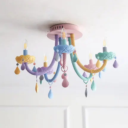 Plafonnier coloré pour enfants lustre moderne Fort chambre d'enfants avec douilles E14/E12 Moe éclairage lampe pour enfants - vue 4 sur 9