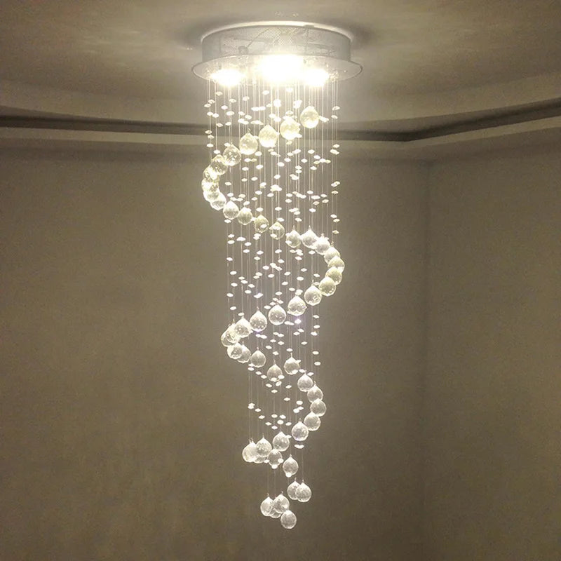 lustre moderne en cristal design spiralé pour éclairage décoratif - vue 2 sur 6