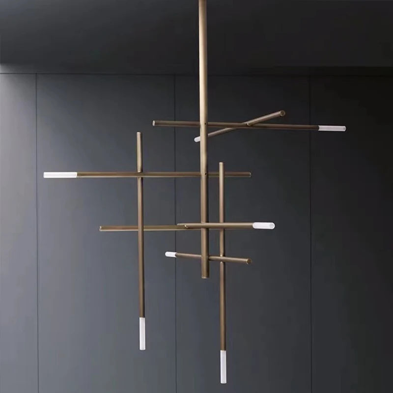 lustre led de luxe postmoderne doré pour hôtel et restaurant - vue 4 sur 6