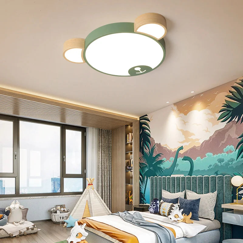 plafonnier créative moderne en forme d'ours en bois led - vue 4 sur 9