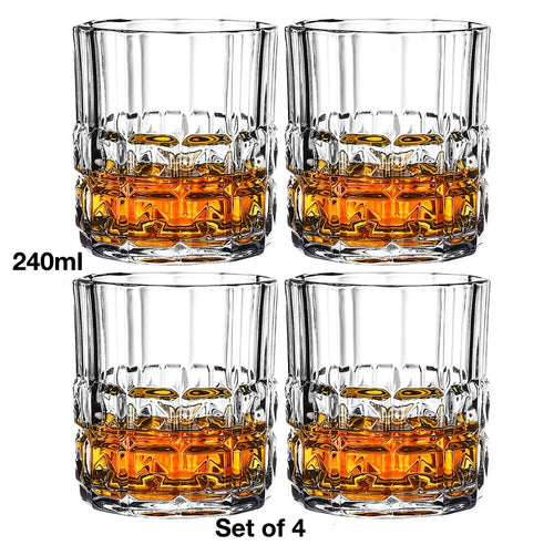 Lot 4 verres whisky style facetté résistants élégants