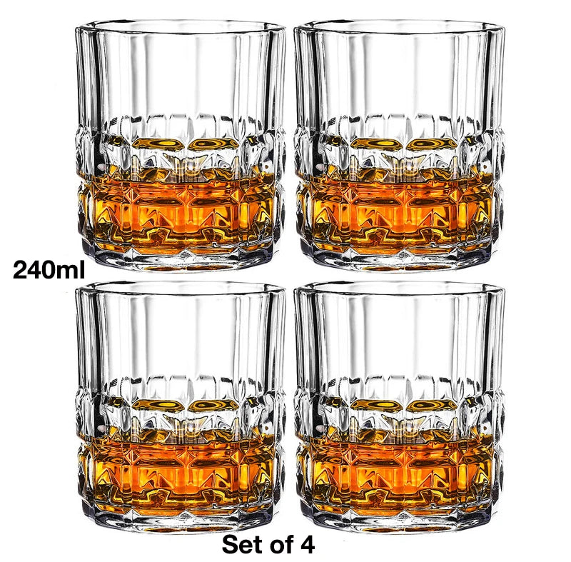 Lot 4 verres whisky style facetté résistants élégants
