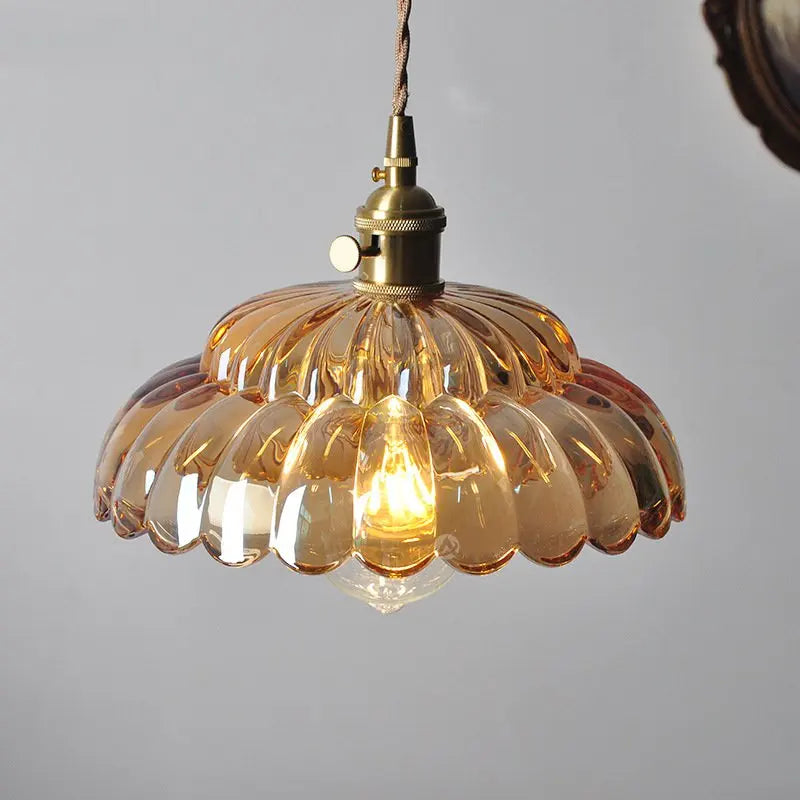 suspension en verre cuivre pour restaurant bar et loft - vue 3 sur 7