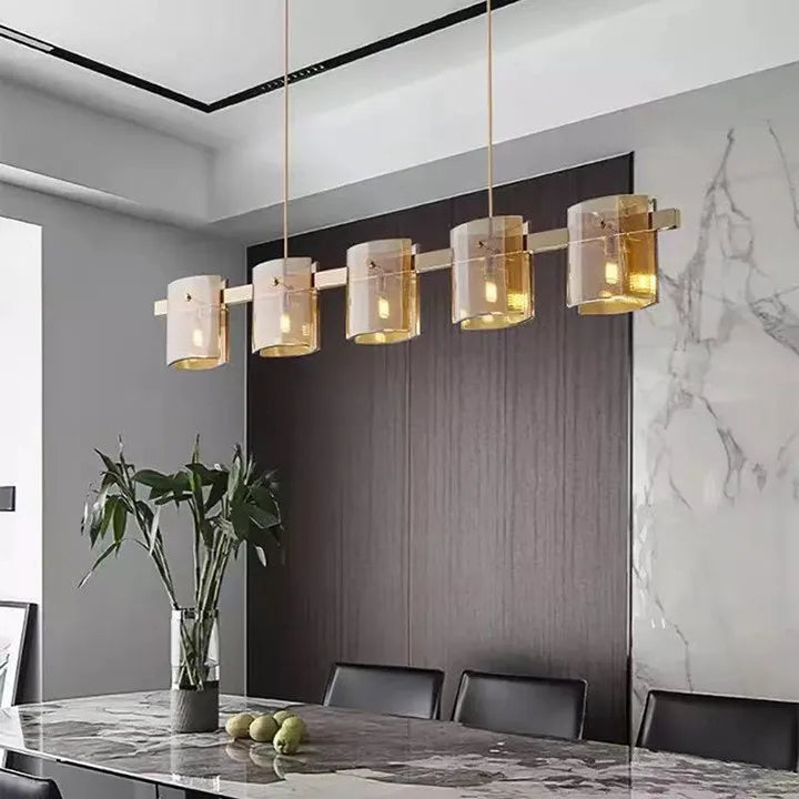 lustre moderne de luxe simple en verre led nordique - vue 4 sur 12