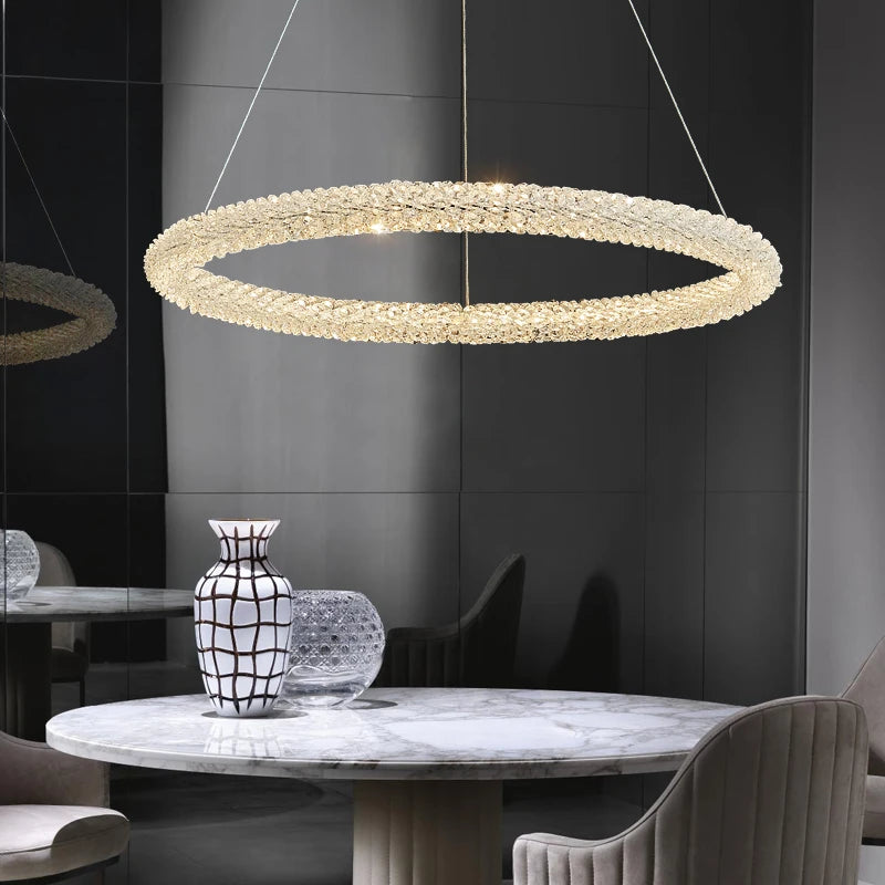 suspension en cristal avec anneau rond pour cafés et restaurants