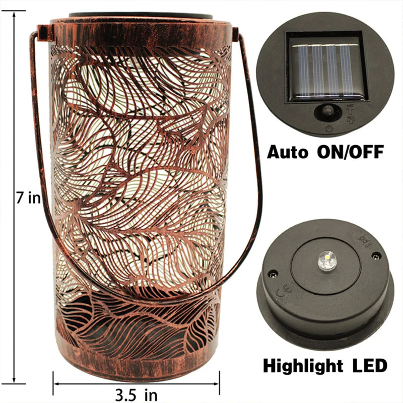 lanterne solaire rétro en fer pour jardin extérieur - vue 4 sur 11