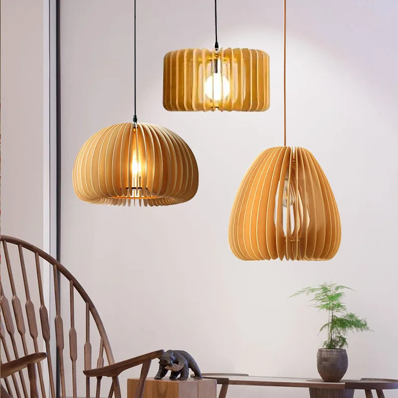 lampes suspendues en bois minimaliste pour restaurant créatives citrouille médiévale