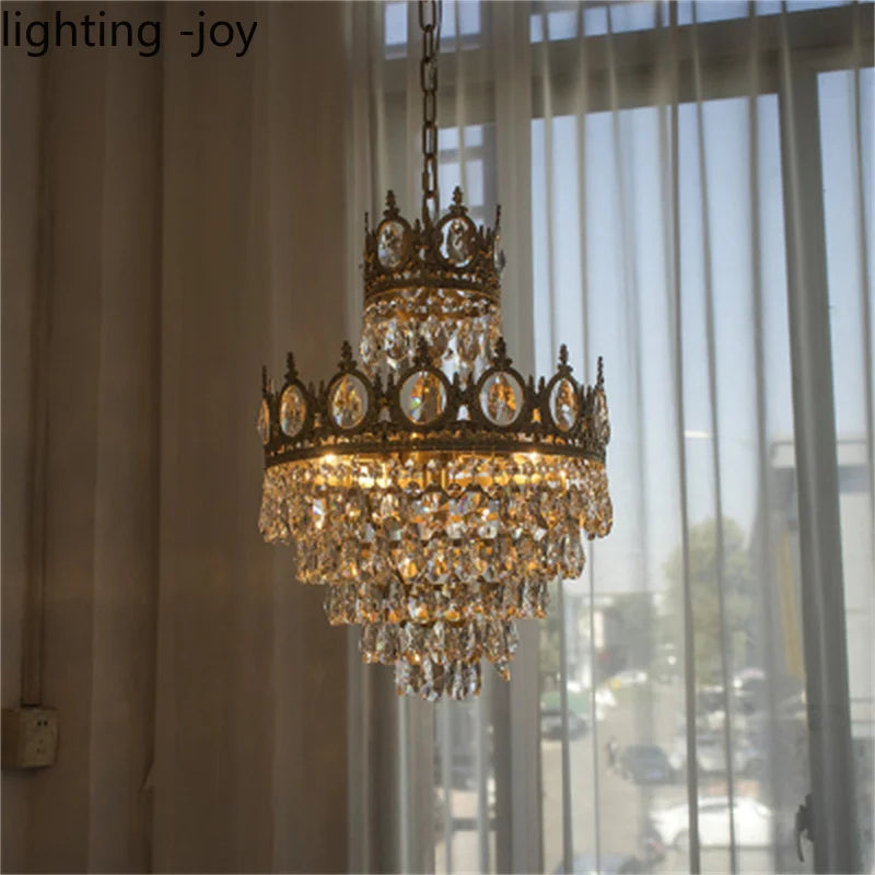 lustre couronne moderne en cristaux luminaire décoratif d'intérieur - vue 6 sur 15