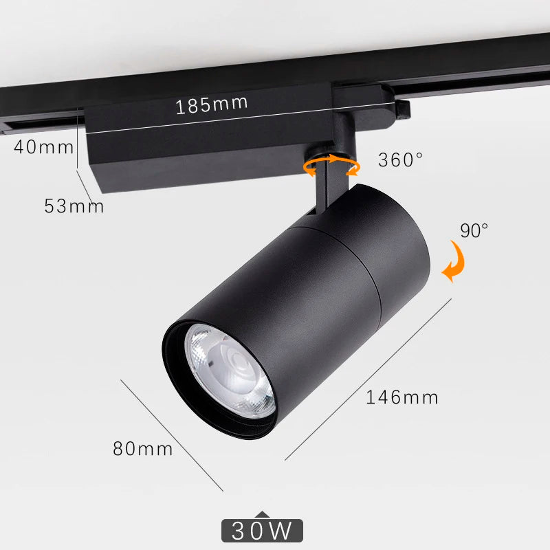 lampe led sur rail avec tige de suspension réglable en aluminium