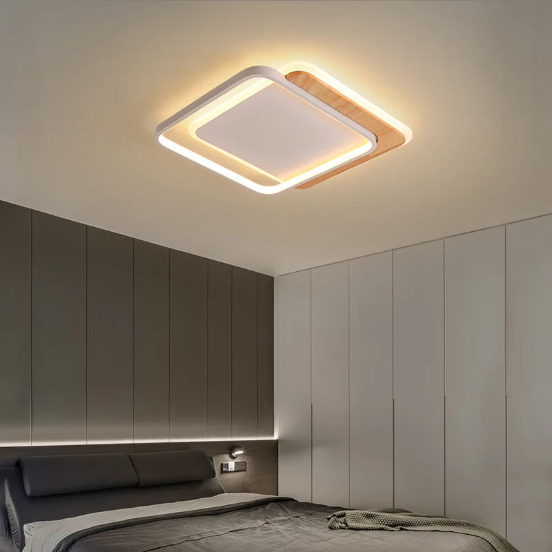 Lustres LED modernes lampes en bois véritable pour salon chambre décoration de la maison logement 	 luminaires d'intérieur - vue 6 sur 15