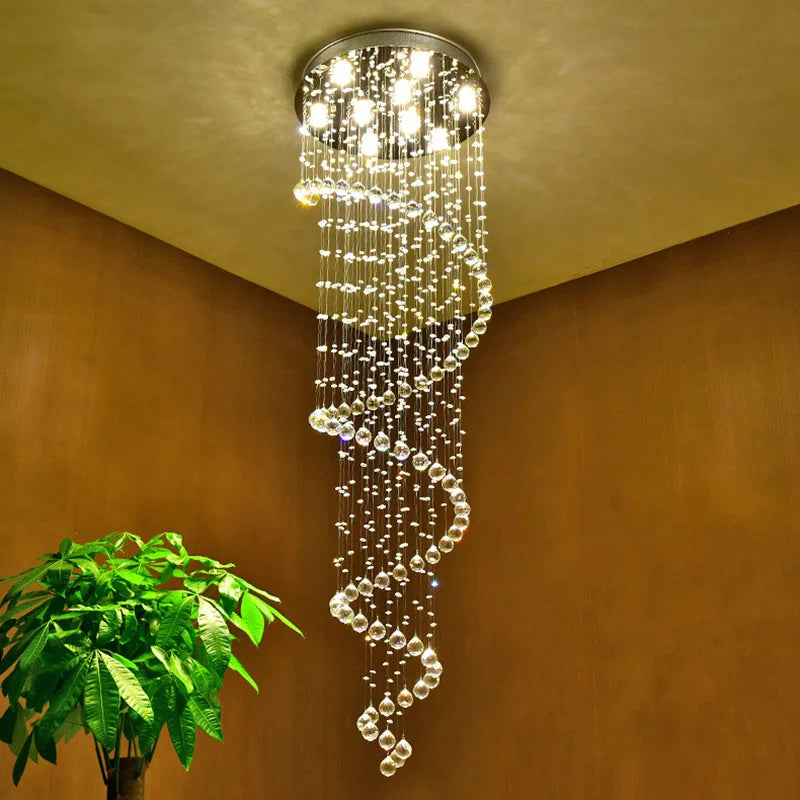 lustre moderne en cristal design spiralé pour éclairage décoratif - vue 4 sur 6