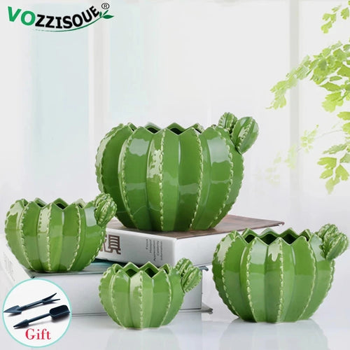 pots créatifs en céramique pour cactus et bonsaïs décoratifs
