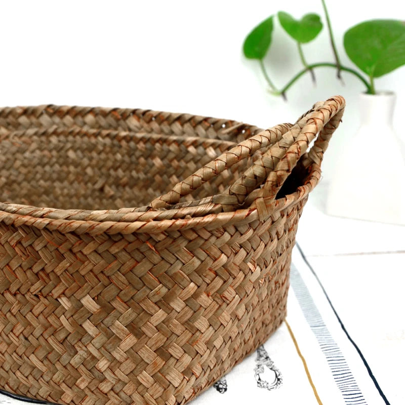 panier en jonc de mer fait main pour rangement décoratif - vue 7 sur 7