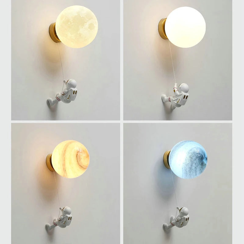 applique murale d'astronaute 3d avec lumières de lune pour enfants - vue 2 sur 10