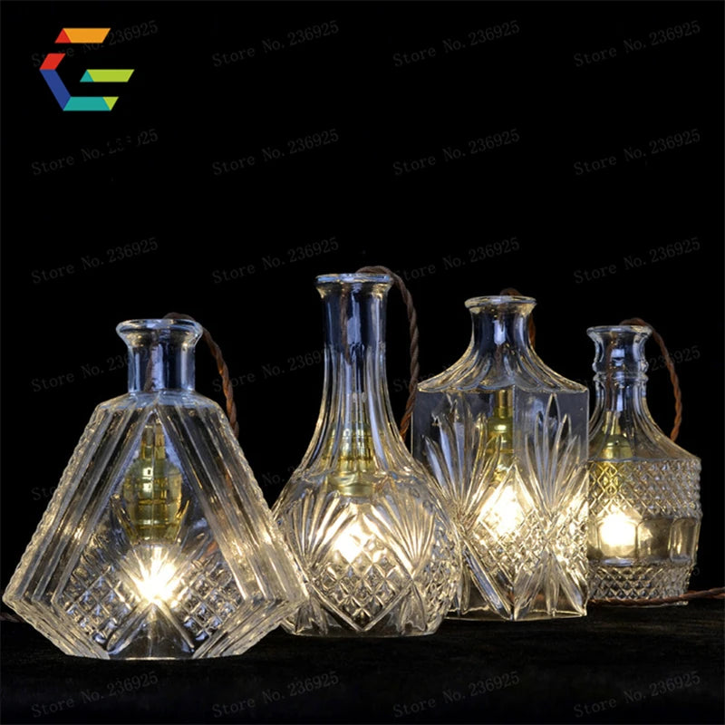 suspension led rétro vintage avec abat-jour en verre sculpté
