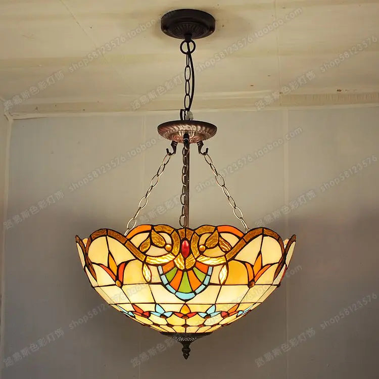 lustre baroque en verre coloré pour éclairage élégant - vue 6 sur 8