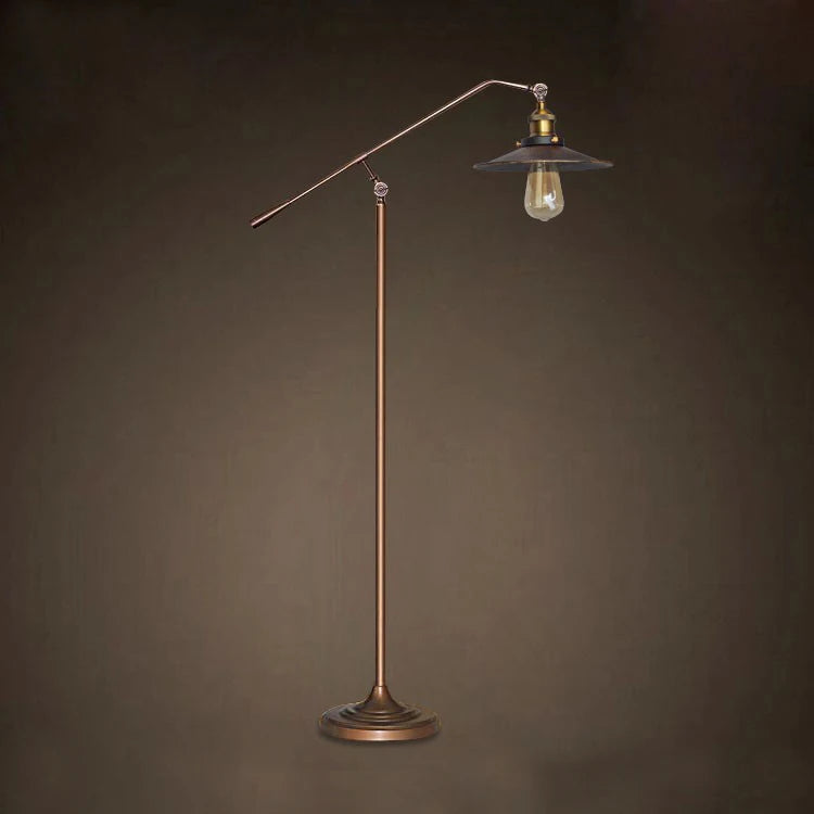 lampadaire industriel rétro en fer forgé vintage à bras long - vue 4 sur 7
