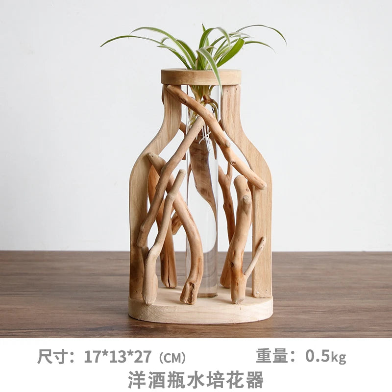 vase en bois massif fait main pour fleurs et décoration créative - vue 15 sur 14